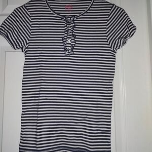 Mini Boden Navy and White Striped Kids Tee